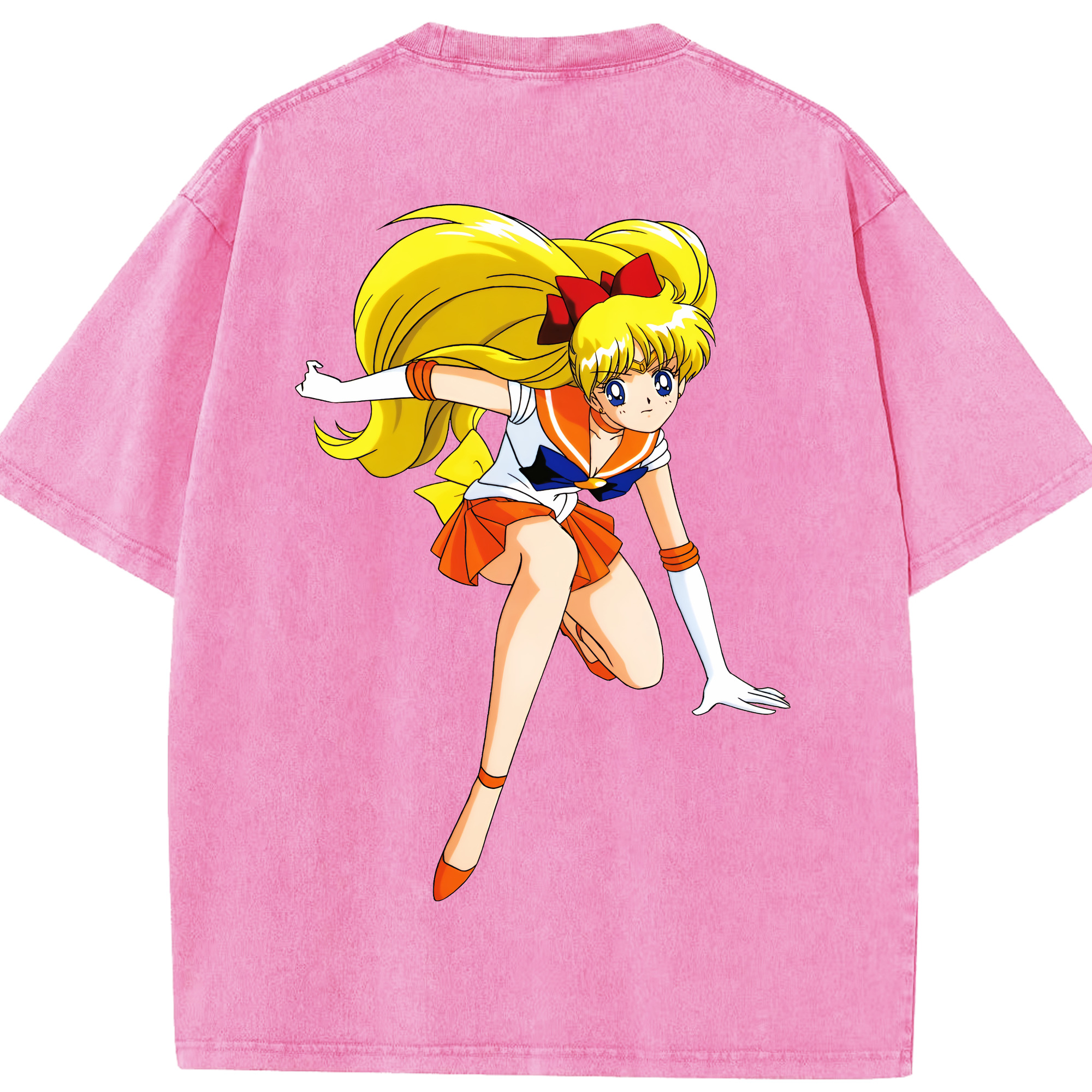 （画像用） 美少女戦士セーラームーン 愛野 美奈子 あいの みなこ Sailor Moon Aino Minako 綿100% ヴィンテージ風 半袖Tシャツ（背面プリント）
